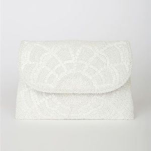 Lulus Glam Addition White Beaded Clutch